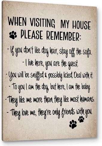 PHAMTE When Visiting My House Please Remember Dog Sign Wall Art,Dog Wall Decor, Dog Wall Art, Farmhouse Funny Dog Signs Print Poster Framed Canvas Painting Wall Art Home Living Room Decor（11x14 Inch） in Saudi Arabia