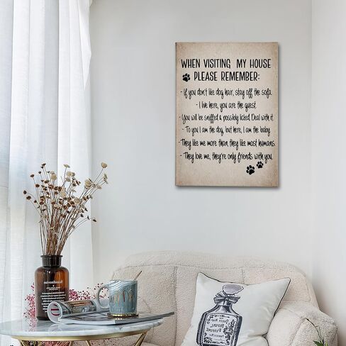 PHAMTE When Visiting My House Please Remember Dog Sign Wall Art,Dog Wall Decor, Dog Wall Art, Farmhouse Funny Dog Signs Print Poster Framed Canvas Painting Wall Art Home Living Room Decor（11x14 Inch） in Saudi Arabia