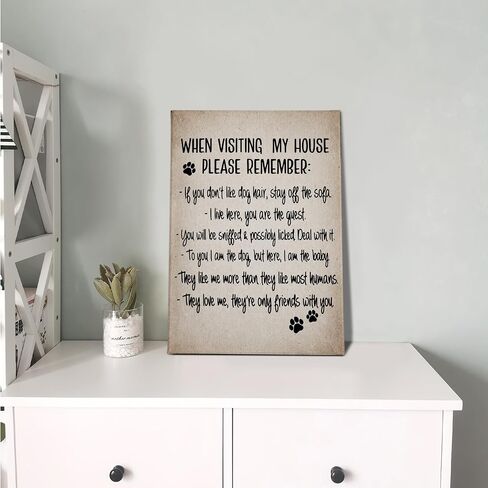 PHAMTE When Visiting My House Please Remember Dog Sign Wall Art,Dog Wall Decor, Dog Wall Art, Farmhouse Funny Dog Signs Print Poster Framed Canvas Painting Wall Art Home Living Room Decor（11x14 Inch） in Saudi Arabia