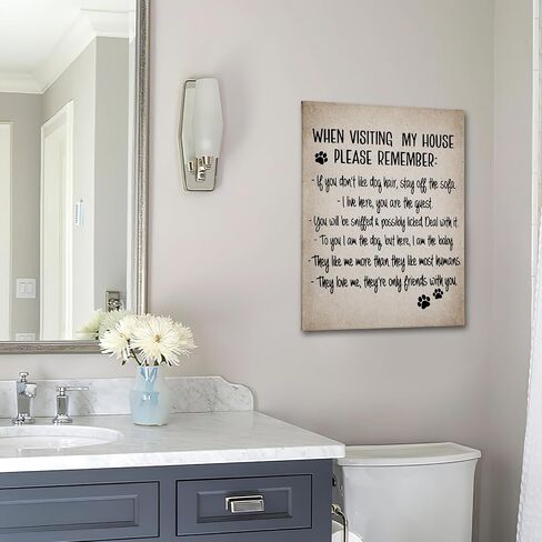PHAMTE When Visiting My House Please Remember Dog Sign Wall Art,Dog Wall Decor, Dog Wall Art, Farmhouse Funny Dog Signs Print Poster Framed Canvas Painting Wall Art Home Living Room Decor（11x14 Inch） in Saudi Arabia