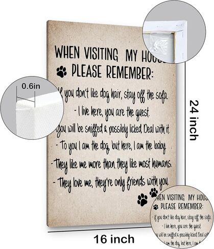 PHAMTE When Visiting My House Please Remember Dog Sign Wall Art,Dog Wall Decor, Dog Wall Art, Farmhouse Funny Dog Signs Print Poster Framed Canvas Painting Wall Art Home Living Room Decor（11x14 Inch） in Saudi Arabia
