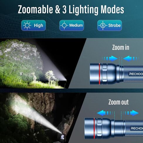 Rechargeable Flashlights High Lumens, G1000 Super Bright Flash Light, Small Zoomable LED Flashlight with 3 Lighting Modes, Portable Tactical Flashlight for Camping Essentials (Battery Included)-Grey in Saudi Arabia