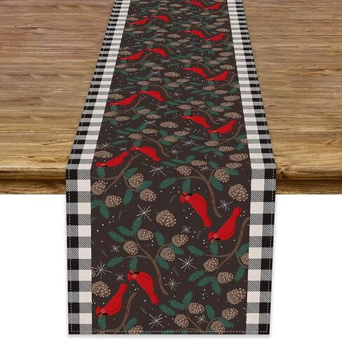 Winter Pine Cone Christmas Table Runner,Beige Christmas Runner for Table,72 inches Long Seasonal Winter Xmas Holiday Home Kitchen Dining Table Decoration in Saudi Arabia