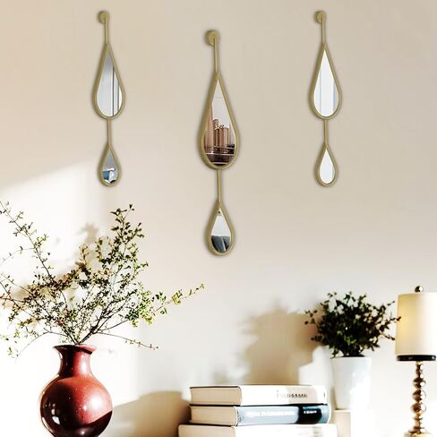Gold Wall Mirror Tear Drop Shape Decor Mirror for Bedroom Living Room entryway Hall Fireplace Boho Wall Mirror 3-Pack Mirrors Set in Saudi Arabia