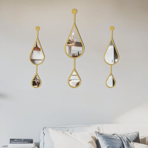 Gold Wall Mirror Tear Drop Shape Decor Mirror for Bedroom Living Room entryway Hall Fireplace Boho Wall Mirror 3-Pack Mirrors Set in Saudi Arabia