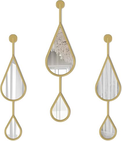 Gold Wall Mirror Tear Drop Shape Decor Mirror for Bedroom Living Room entryway Hall Fireplace Boho Wall Mirror 3-Pack Mirrors Set in Saudi Arabia