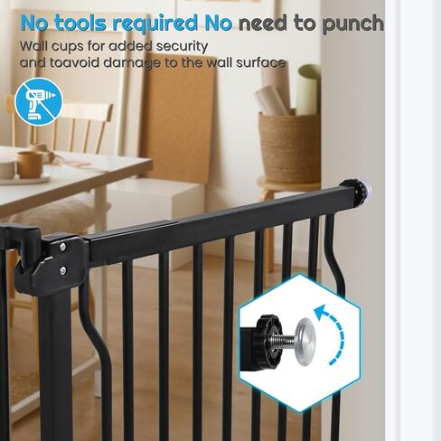 Extra Wide 37.4" Tall Baby Gate for Doorways & Stairs, 47.7-57.1", Easy Install Pressure Mounted Dog Gate with 3 Configurable Extensions for The House Indoor, Easy Walk Thru Safety Gate in Saudi Arabia
