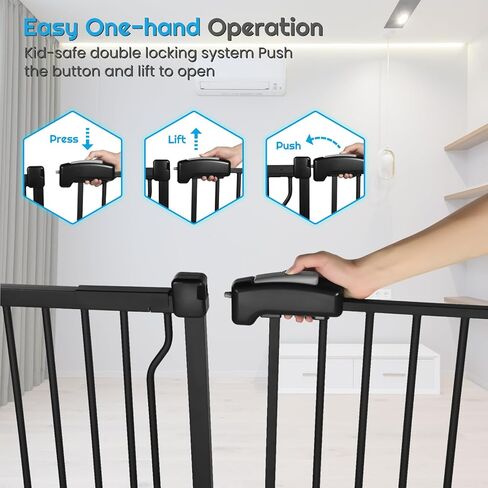 Extra Wide 37.4" Tall Baby Gate for Doorways & Stairs, 47.7-57.1", Easy Install Pressure Mounted Dog Gate with 3 Configurable Extensions for The House Indoor, Easy Walk Thru Safety Gate in Saudi Arabia