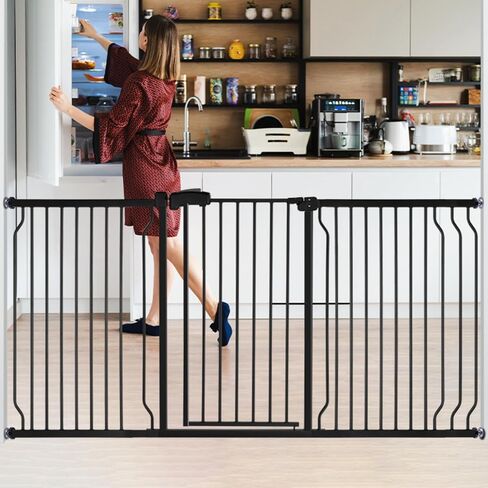 Extra Wide 37.4" Tall Baby Gate for Doorways & Stairs, 47.7-57.1", Easy Install Pressure Mounted Dog Gate with 3 Configurable Extensions for The House Indoor, Easy Walk Thru Safety Gate in Saudi Arabia