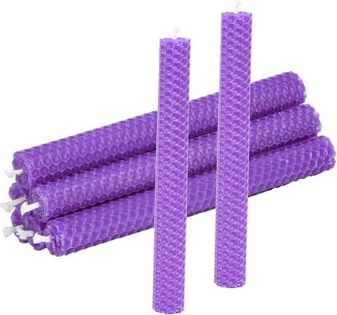 شموع مستدقة من شمع العسل الطبيعي من ديبي، شمع النحل الأبيض بدون قطرة وبدون دخان مقاس 8 بوصات، سطح مسطح لوقت الحرق لمدة 4 ساعات (عبوة من 6) in Kuwait