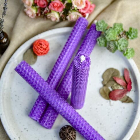 شموع مستدقة من شمع العسل الطبيعي من ديبي، شمع النحل الأبيض بدون قطرة وبدون دخان مقاس 8 بوصات، سطح مسطح لوقت الحرق لمدة 4 ساعات (عبوة من 6) in Kuwait