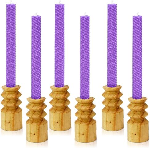 شموع مستدقة من شمع العسل الطبيعي من ديبي، شمع النحل الأبيض بدون قطرة وبدون دخان مقاس 8 بوصات، سطح مسطح لوقت الحرق لمدة 4 ساعات (عبوة من 6) in Kuwait