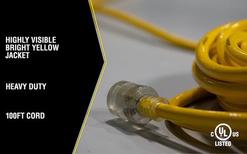 Yellow Jacket Extra Heavy Duty Extension Cord, 50Ft, 10 Gauge, 3 Conductor, Lighted End, STJW, Yellow, 2805 in Saudi Arabia