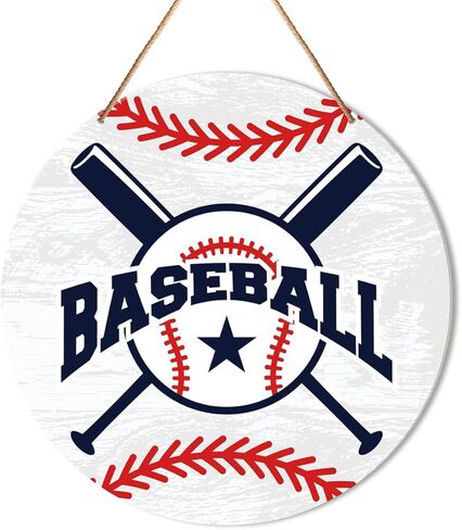 Baseball Signs Wall Decor, Baseball Hanging Sign Decor Farmhouse Sport Wall Decorations Sign for Home, Boys Room, Gift for Men Boy Baseball Player Lover Fans, Hey Batter Batter Swing in Kuwait
