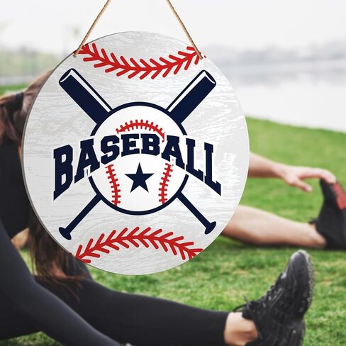 Baseball Signs Wall Decor, Baseball Hanging Sign Decor Farmhouse Sport Wall Decorations Sign for Home, Boys Room, Gift for Men Boy Baseball Player Lover Fans, Hey Batter Batter Swing in Kuwait