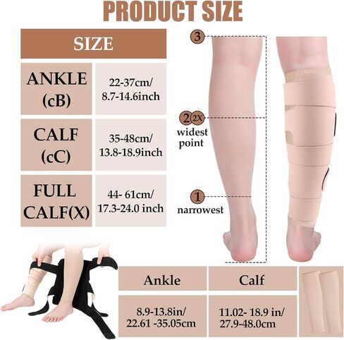 3 Pairs Lymphedema Compression Leg Wraps Adjustable Lower Leg Cover up Medical Shin Splint Wrap for Heaviness Fatigue(Complexion) in Saudi Arabia