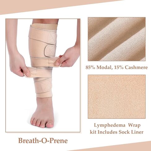 3 Pairs Lymphedema Compression Leg Wraps Adjustable Lower Leg Cover up Medical Shin Splint Wrap for Heaviness Fatigue(Complexion) in Saudi Arabia