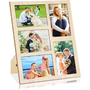 Mother's Day Gift for Mom from Daughter Son 5x7 Photo Frame Rustic Wooden 5x7 Picture Frame With Night Lighting Double Side Frame for Desktop Display