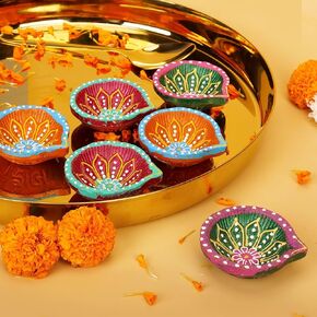 Clay Diya Diwali Diyas [12 Pcs] Diya Lamp for Pooja - Mitti Earthern Terracotta Diya - Diwali Decoration Indian Gift Items Hashcart®