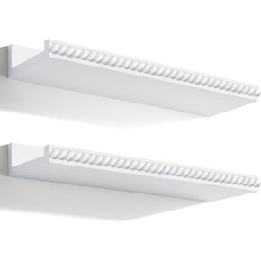 Alsonerbay Floating Shelves Wall Mounted Set of 2, Modern White Shelves with Lip, Wood Wall Shelves with Wooden Beads for Bedroom Living Room Bathroom Office and More White