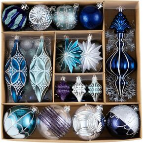 Valery Madelyn Christmas Tree Ornaments Set, 80ct White and Gold Shatterproof Christmas Tree Decorations Bulk, Luxury Hanging Ball Ornaments for Xmas Trees Holiday Decor