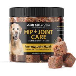JustFoodForDogs 10-in-1 Multifunctional Supplement for Dogs, Superfood Blend, Glucosamine, Omega-3 Fatty Acids, Skin Health, Joint Health, Probiotics, Plant-based, Human Grade - 45 count