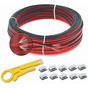 22 AWG Electrical Wire 66FT Hookup Cable White Jacketed 2 Conductor Wire 3.5mm Dia Tinned Copper with Flexible PVC Insulated Wire Extension Cord for Home, LED Strip, Lamp with 1 Free Wire Stripper