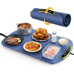 Electric Warming Tray - Foldable Food Warming Mat with 8 Temp Setting, Full-Surface Heat in 5s, 4 Hours Auto-Off, Easy to Clean with Nano-Material, for Buffet, for Party, for Thawing