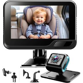 Baby Car Camera 4.3" HD Night Vision Baby Car Mirror- 1080P Rear Facing Baby Monitor with 120° Wide Angle, Safe Driving for New Parents