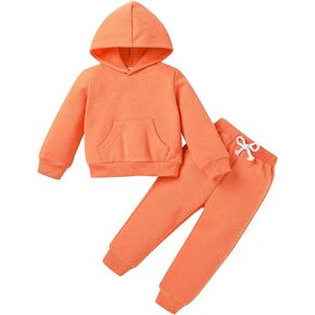 Happy Town Toddler Fall Outfits for Girl Boy Long Sleeve Hoodie Top and Long Sweatpants Set Toddler Sweatsuit