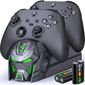 Charger Station for Xbox One/Xbox Series X/S Controller with 2x5520mWh Batteries and 4 Covers,Dual Charging Dock with Xbox Rechargeable Battery Pack-Xbox Accessories