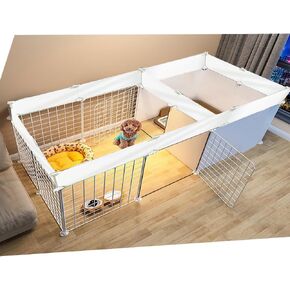 Dog Playpen Indoor with Door, 18 Panel DIY Puppy Play Pen Portable Metal Wire Yard Fence Small Animal Exercise Cage for Small-Sized Dog,Puppy, Rabbit, Guinea Pigs, Turtle,Ferret.