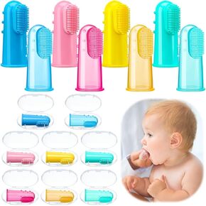 Zopeal 16 Sets Baby Toothbrush Finger Toothbrush for Toddler Kids Finger Toothbrush Silicone Baby Toothbrush Soft Baby Finger Toothbrush for Infant Toddler Training Teething Oral Cleaning Massaging
