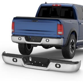 Steel Rear Bumper Pad Compatible for 2010-2018 Dodge Ram 1500 2500 3500/2019-2023 Ram 1500 Classic no Dual Exhaust + W/Sensor Holes Back Bumpers Assembly CH1103122 -Chrome