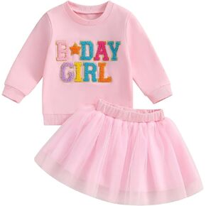 VISGOGO Baby Girls Sweatshirt Rompers Embroidery Lil Sis Big Sis Matching Skirts Outfit Toddler Bodysuits Fall Clothes