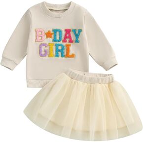 VISGOGO Baby Girls Sweatshirt Rompers Embroidery Lil Sis Big Sis Matching Skirts Outfit Toddler Bodysuits Fall Clothes in Kuwait