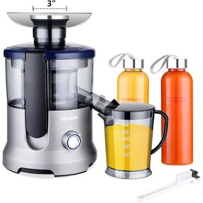 Cold Press Juice Machines 5.3" Extra Large Feeding Chute for Whole Fruits & Vegetables -Slow Masticating Juicer High Juice Yield, Easy Clean Self Feeding Effortless for Batch Juicing (Black)