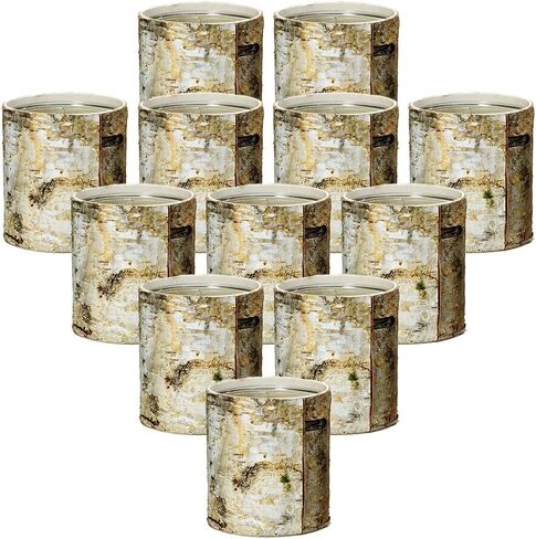 Serene Spaces Living Large White Birch Bark Vase with Glass Interior, Decorative Centerpiece, Rustic Accent Piece, Ideal for Natural Wedding Tablescape, Vintage Home Decor, 4.5" Diameter & 6.5" Tall in Kuwait