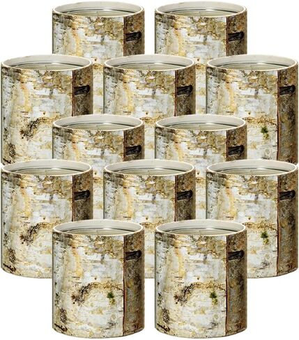 Serene Spaces Living Large White Birch Bark Vase with Glass Interior, Decorative Centerpiece, Rustic Accent Piece, Ideal for Natural Wedding Tablescape, Vintage Home Decor, 4.5" Diameter & 6.5" Tall in Kuwait