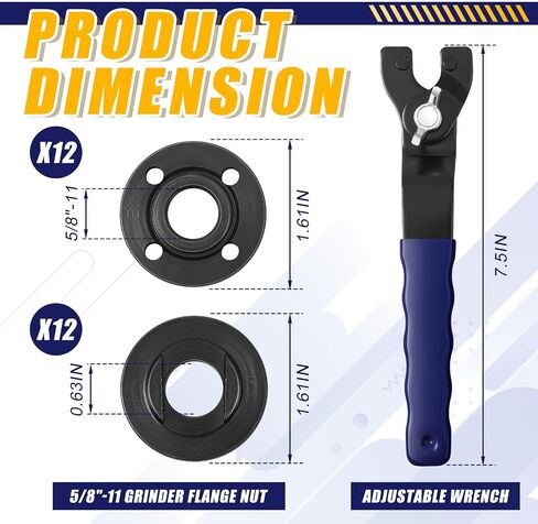 Hicarer 25 Pcs Angle Grinder Nut Angle Grinder Wrench Kit 5/8"-11 Flange Metal Lock Nut Wrench Compatible with Dewalt Makita Bosch Hitachi Metabo in Saudi Arabia