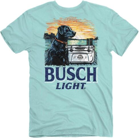 Buck Wear, Inc. Busch Light Man's Best Friend Front and Back Print T-Shirt (as1, Alpha, l, Regular, Regular) Blue in Saudi Arabia