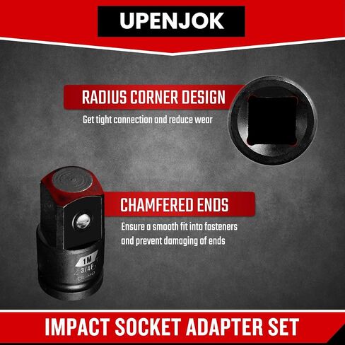 4 Piece Impact Socket Adapter Set, Standard SAE Size, 1/4" 3/8" 1/2" Drive Socket Wrench Converter Adapter, Cr-Mo Steel, Square Adapter Reducer Set for Impact Driver in Saudi Arabia
