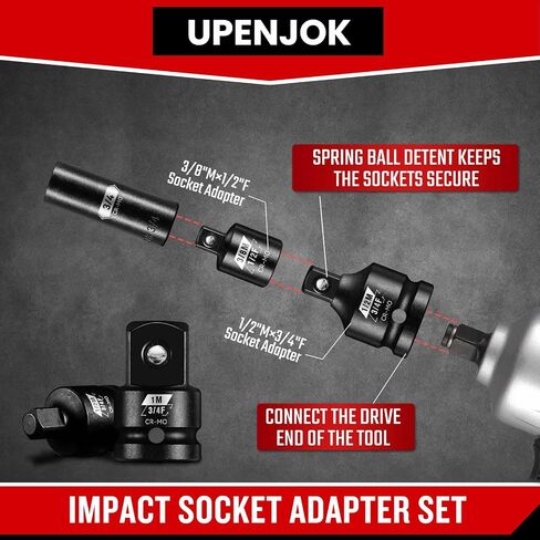 4 Piece Impact Socket Adapter Set, Standard SAE Size, 1/4" 3/8" 1/2" Drive Socket Wrench Converter Adapter, Cr-Mo Steel, Square Adapter Reducer Set for Impact Driver in Saudi Arabia