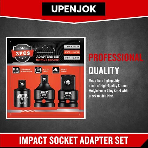 4 Piece Impact Socket Adapter Set, Standard SAE Size, 1/4" 3/8" 1/2" Drive Socket Wrench Converter Adapter, Cr-Mo Steel, Square Adapter Reducer Set for Impact Driver in Saudi Arabia