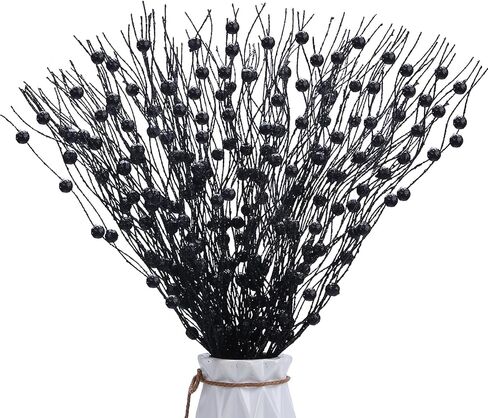 10Pcs Artificial Glitter Berry Stems, White Christmas Decoration Twisted Glittery Twigs, Christmas Tree Picks, Branches for Xmas Decor Small Vase Holiday Wedding Party (15.8 Inch) in Kuwait
