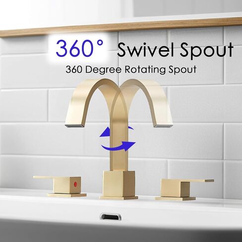 3 Hole Bathroom Faucet Brushed Nickel, 8 inch 2 Handle Waterfall Widespread Bathroom Sink Faucet, Modern Vanity Faucet for Bathroom Sink with Pop-up Drain in Saudi Arabia