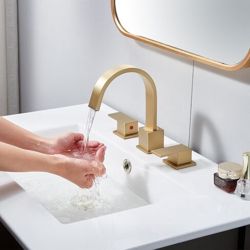 3 Hole Bathroom Faucet Brushed Nickel, 8 inch 2 Handle Waterfall Widespread Bathroom Sink Faucet, Modern Vanity Faucet for Bathroom Sink with Pop-up Drain in Saudi Arabia
