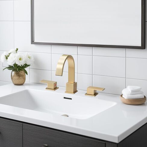 3 Hole Bathroom Faucet Brushed Nickel, 8 inch 2 Handle Waterfall Widespread Bathroom Sink Faucet, Modern Vanity Faucet for Bathroom Sink with Pop-up Drain in Saudi Arabia