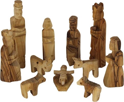Holy Land Market Olive Wood Children's Nativity Set (12 Pieces Set) (3 Inches) in Saudi Arabia