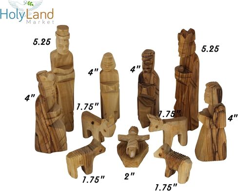 Holy Land Market Olive Wood Children's Nativity Set (12 Pieces Set) (3 Inches) in Saudi Arabia